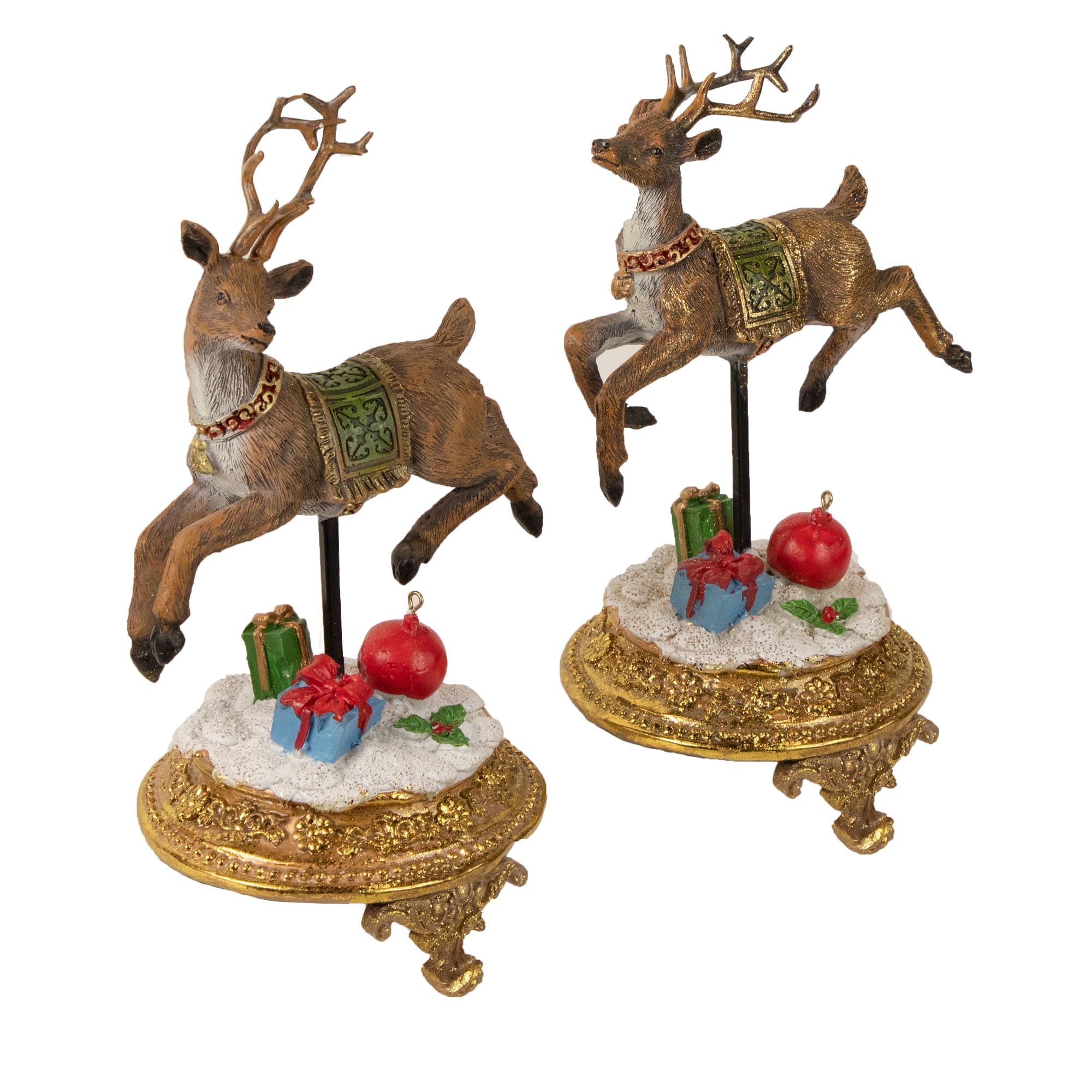 Glittered Reindeer Christmas Stocking Holders - 9.5" - Set of 2